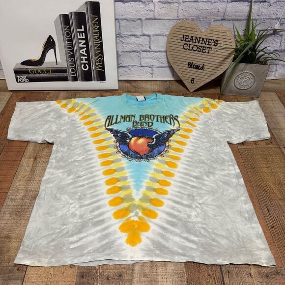 Vintage Allman Brothers Tie Dye T Shirt Liquid Blue Tag XXL - Picture 10 of 13